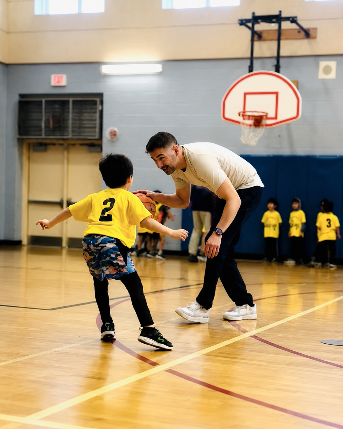 Jesse coaching youth basketball, founder of Eyrx